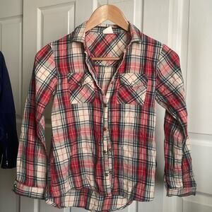 Zara Girls Plaid Winter Holiday Button Up Flannel size 9/10